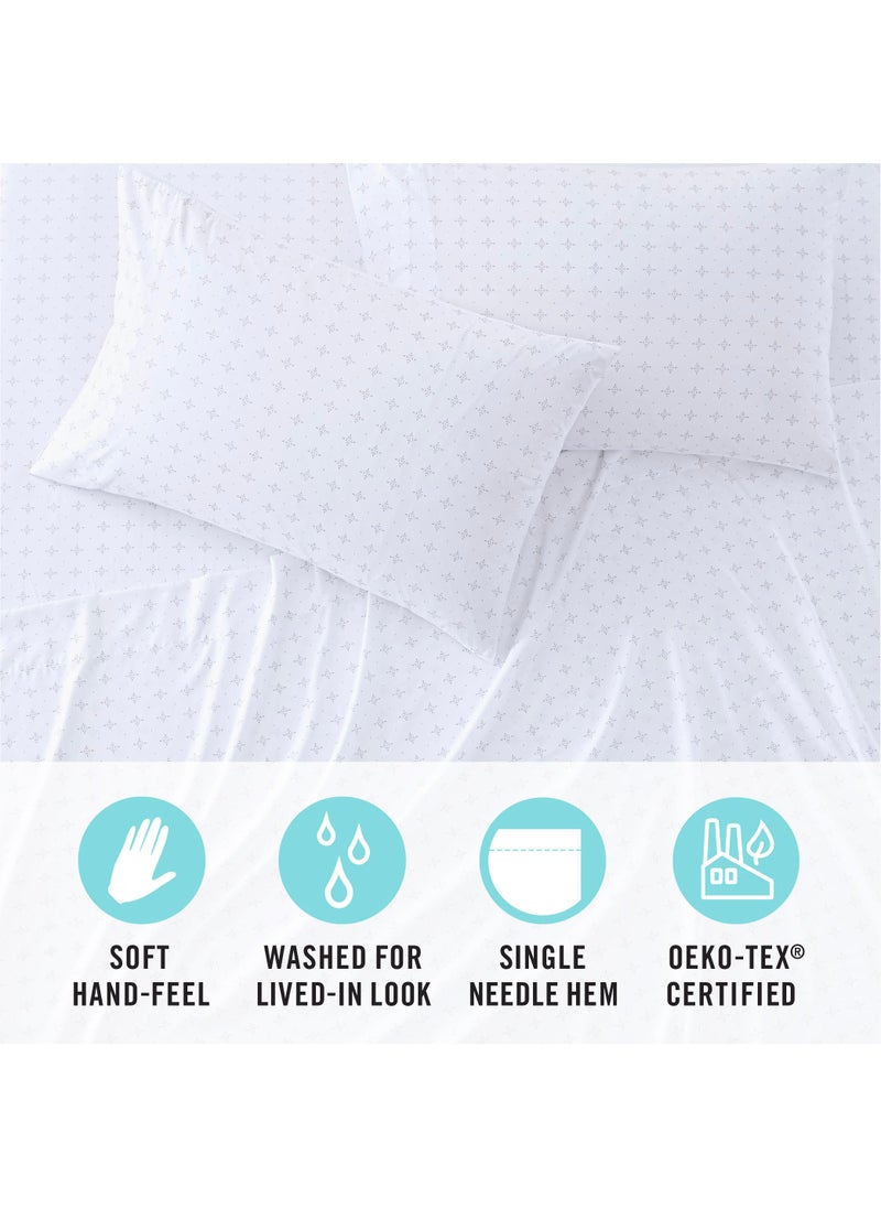 MARTHA STEWART Ultra Soft Brushed and Washed Microfiber 4 Piece Sheet Set  Easy Care  Comfy Bed Sheets with Deep Pocket  1 Flat Sheet  1 Fitted Sheet  2 Std. Pillowcases  Queen Size  Light Gray