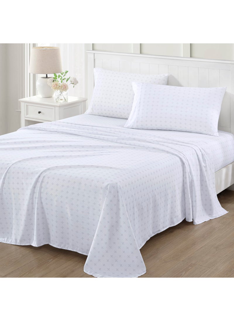 MARTHA STEWART Ultra Soft Brushed and Washed Microfiber 4 Piece Sheet Set  Easy Care  Comfy Bed Sheets with Deep Pocket  1 Flat Sheet  1 Fitted Sheet  2 Std. Pillowcases  Queen Size  Light Gray