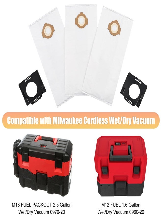 Ulreon 3 Pack 49-90-2016 Fleece Dust Bags Compatible with Milwaukee 0960-20 & 0970-20 Cordless Wet/Dry Packout Vacuums +2 Pack Attachable Bag Holder (3 Bags 2 Holders) - Image 2