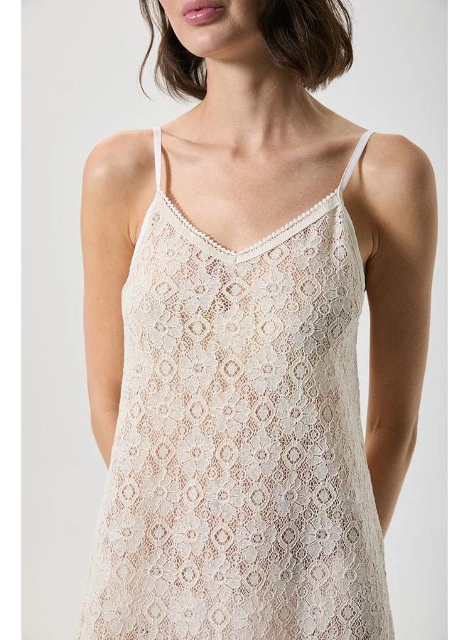 Penye Mood  100% Cotton Lace Strappy Nightgown. for Women | Best Price UAE