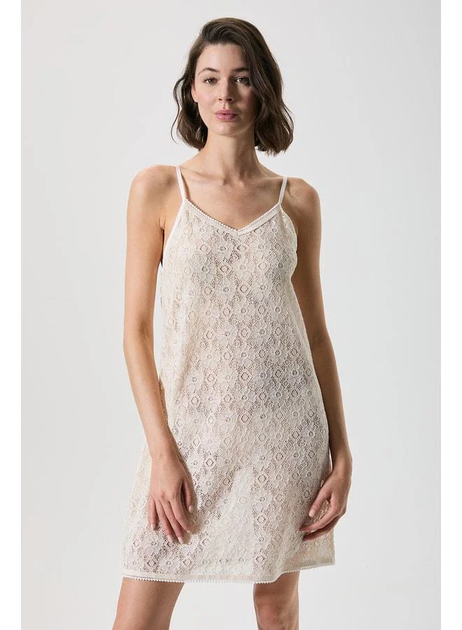 Penye Mood 100% Cotton Lace Strappy Nightgown.