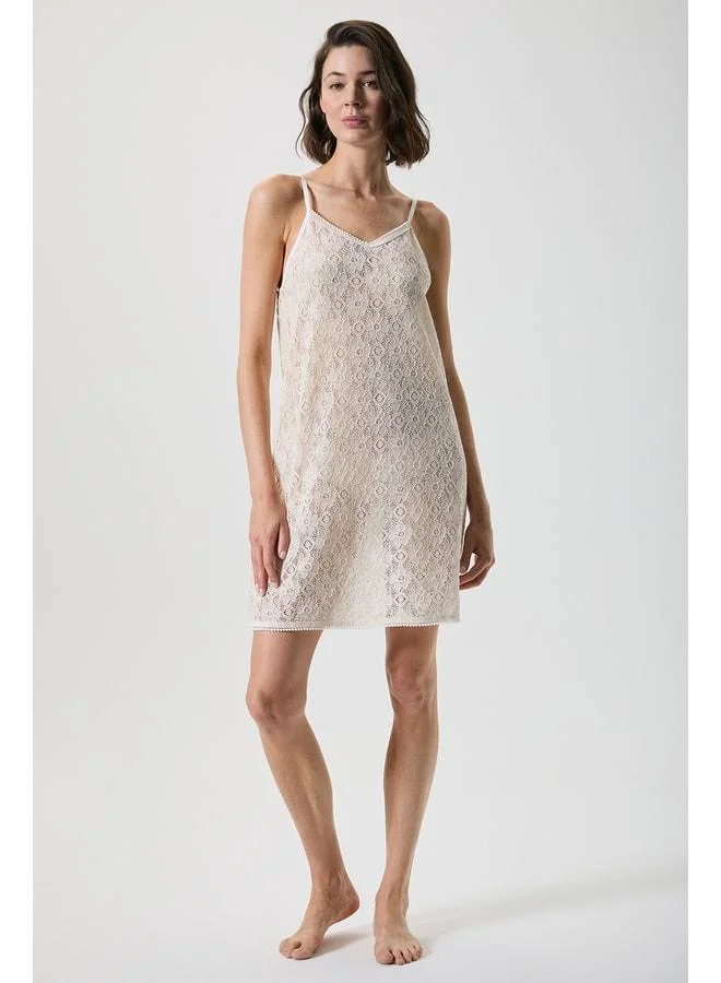 Penye Mood 100% Cotton Lace Strappy Nightgown.
