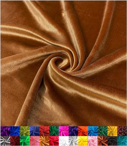 Barcelonetta Stretch Velvet Fabric Luxury Soft Velvet Fabric 60 Wide Roll 10 Spandex Sewing Apparel Upholstery Light Brown 1 Yard - Image 1