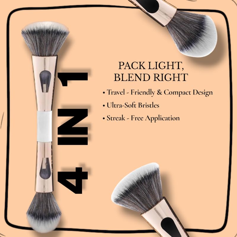 LA VENUST 4 in 1 Makeup Brush with Triangle Puff | Feathery Soft Bristles Makeup Brush for Women | Reusable Makeup sponge Face Sponge Puff | Foundation, Powder, Eyeshadow Blending Brush - Image 2