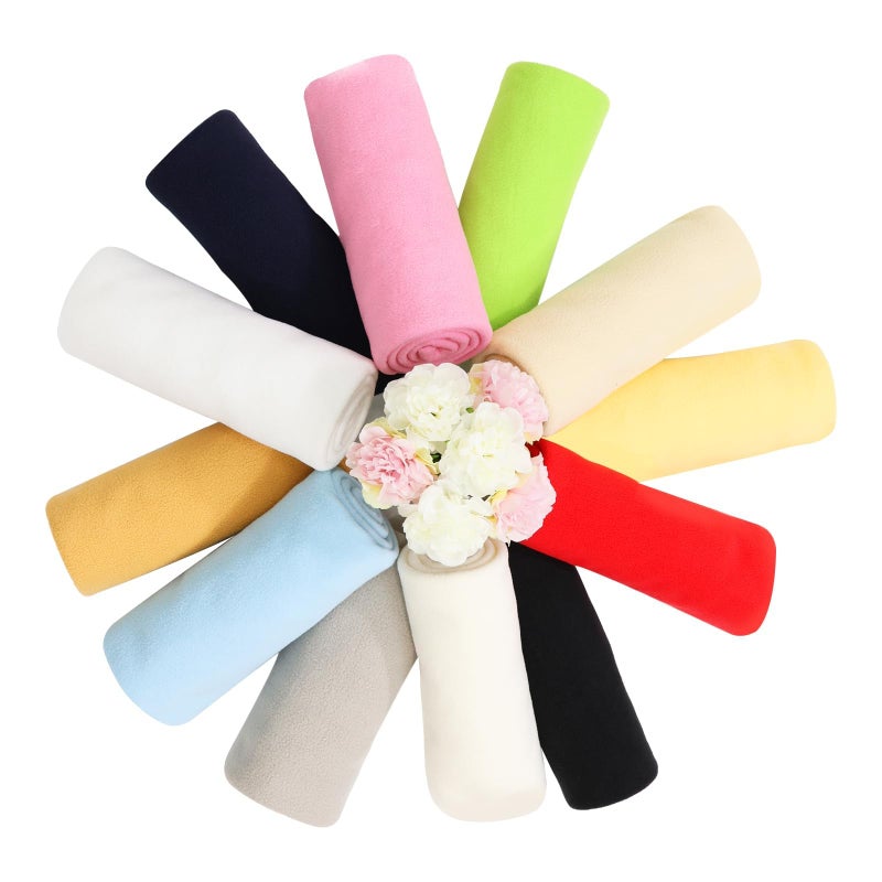 M Mute Touch 12PCS Solid Color Knitted Polar Fleece Fabric | 20''x20'' | Anti Pill Fabric Patchwork Polyester Plush Fleece Cloth for Sewing, Toys, Throw Blankets, PJ Pants, Booties, Eye Mask - Image 2