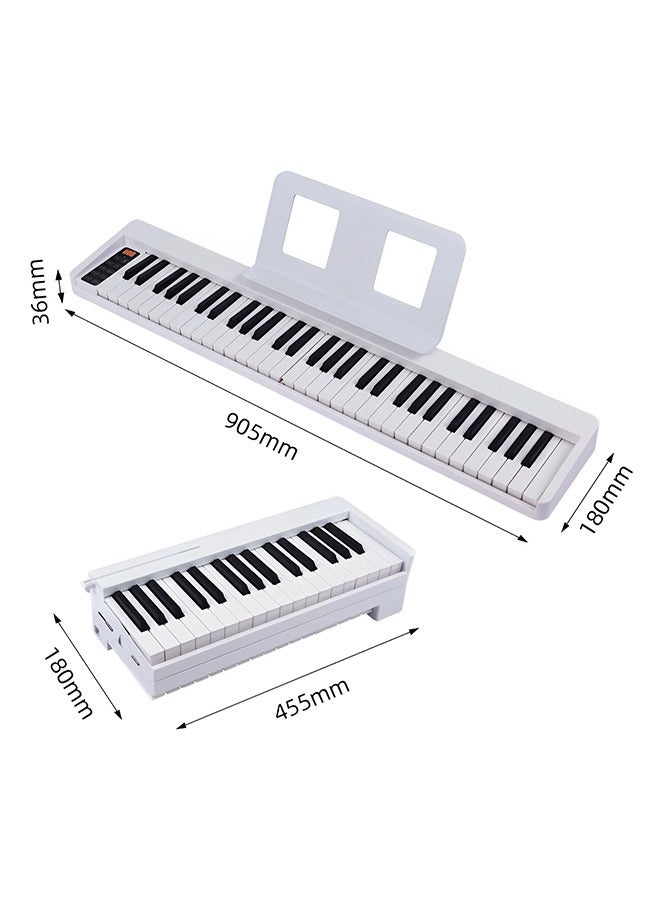 Folding 61-Key Digital Piano, Portable Keyboard for Beginners  Adults with Carry Bag, Power Adapter and Stand - White - Image 4