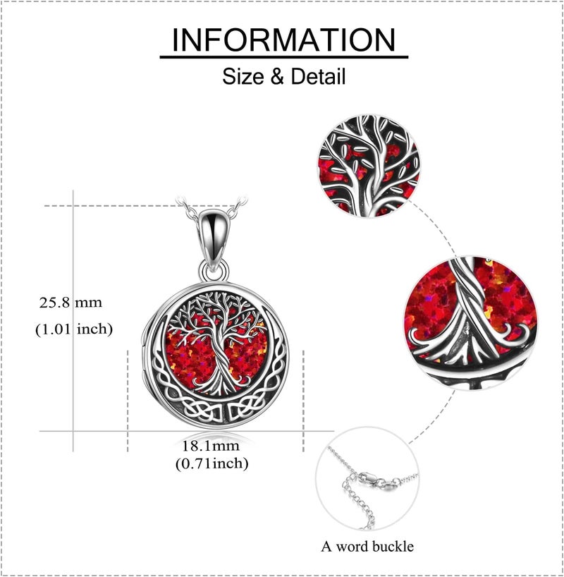 ONEFINITY Store Tree of Life Locket Necklace Sterling Silver Locket Necklace That Holds Pictures Tree of Life Locket Pendant for Women Wife Girlfriend - Image 5