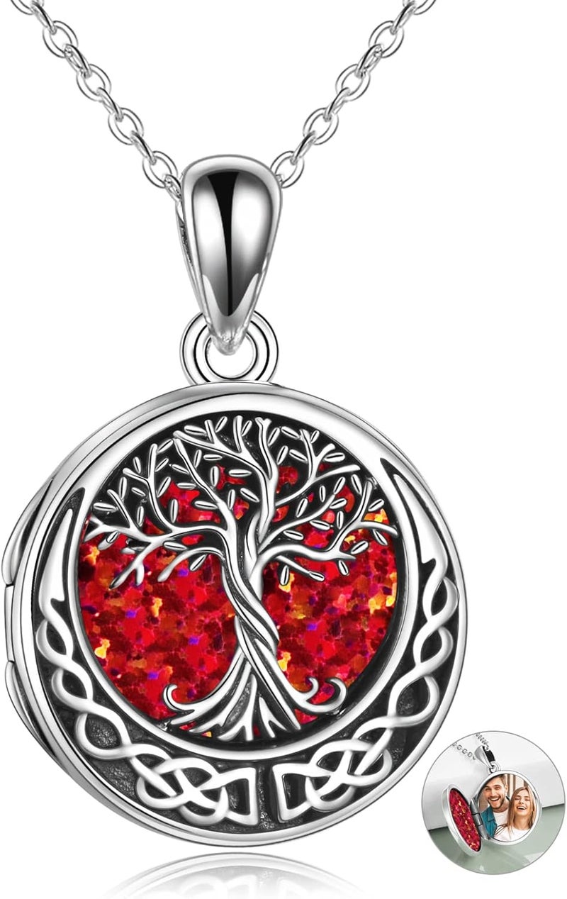 ONEFINITY Store Tree of Life Locket Necklace Sterling Silver Locket Necklace That Holds Pictures Tree of Life Locket Pendant for Women Wife Girlfriend - Image 1