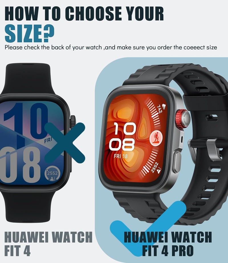 KASTWAVE 3-Pack Watch Case for Huawei Watch Fit 4 Pro, Soft TPU Full-Coverage Protective Cover with Screen Protector, Clear/Black/Blue - Image 4