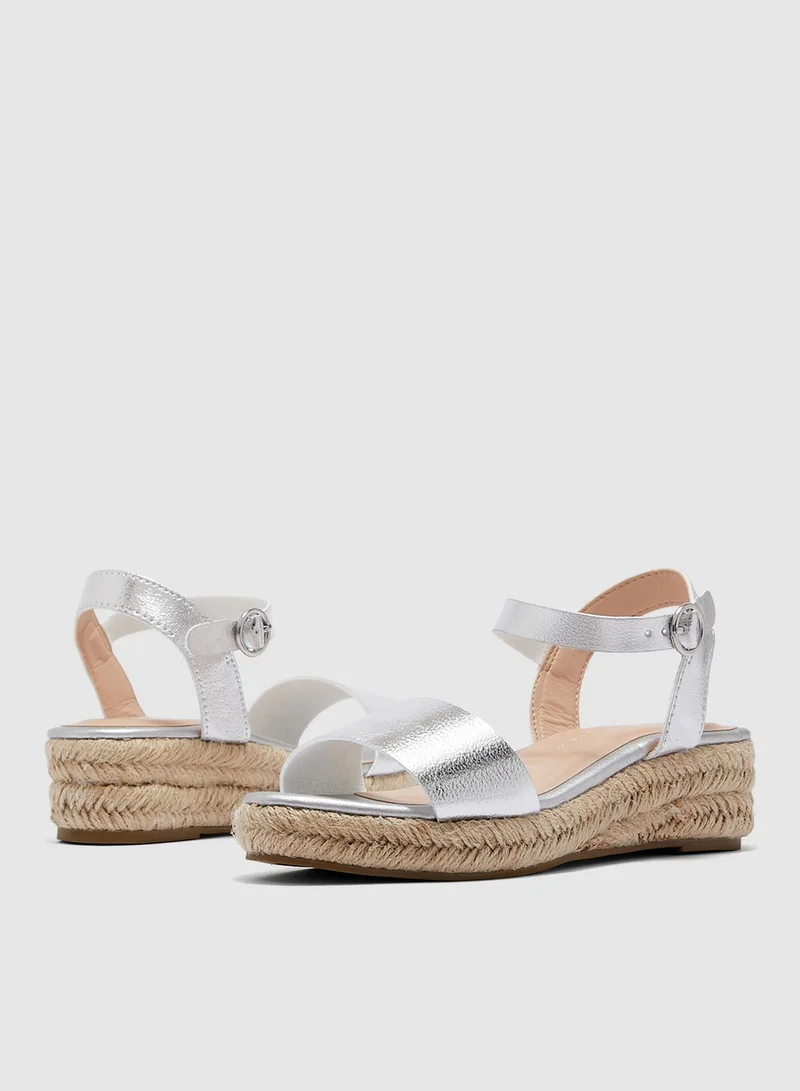 DOROTHY PERKINS Wide Fit Xstrap Espadrille Sandals - Silver