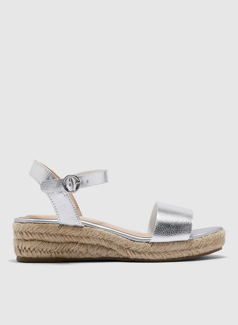 DOROTHY PERKINS Wide Fit Xstrap Espadrille Sandals - Silver