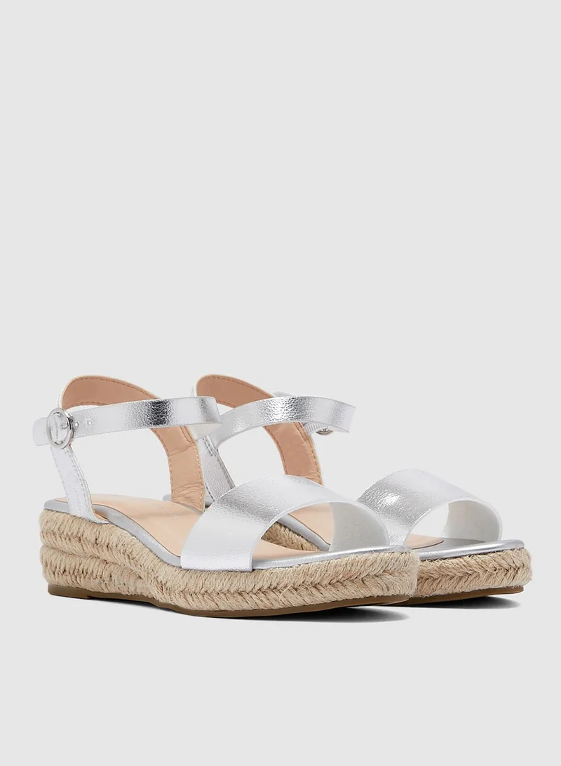 DOROTHY PERKINS Wide Fit Xstrap Espadrille Sandals - Silver