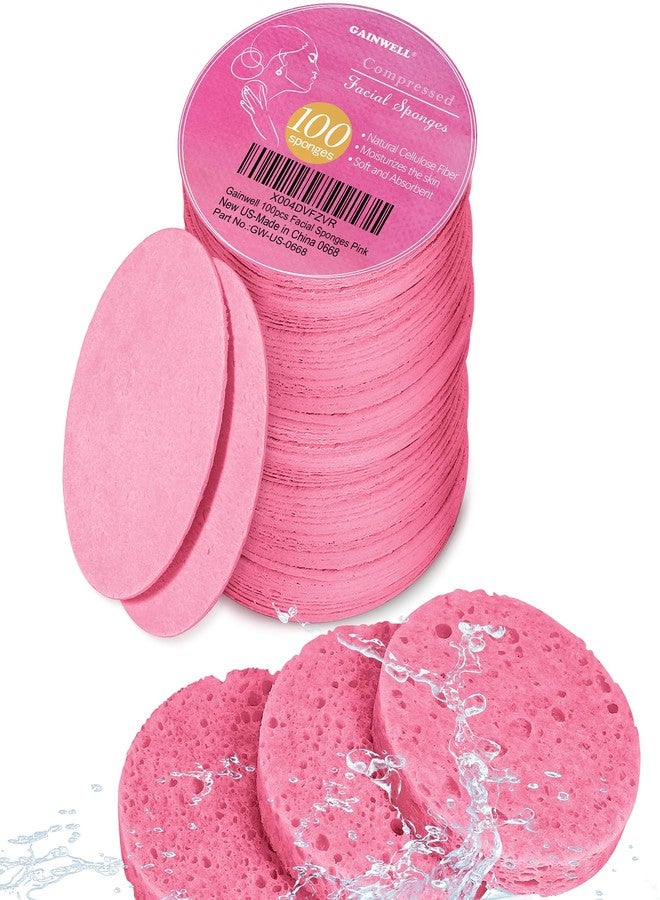 GAINWELL 100PCS Compressed Facial Sponges, Cleansing, for Personal Spa Esthetician Use, Pink - Image 1