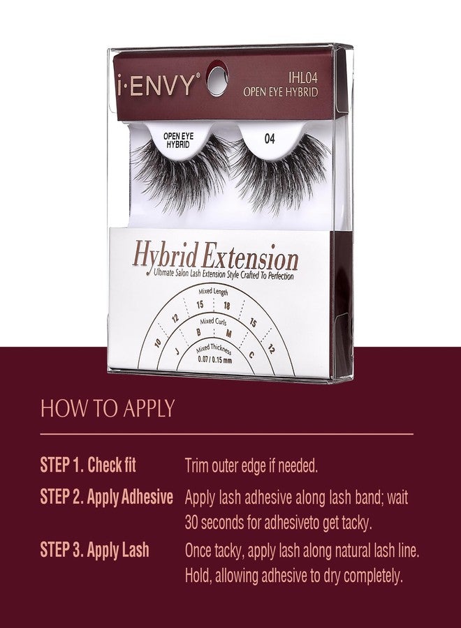 iEnvy i•ENVY Extension False Lashes, Hybrid Salon Lash Clear Invisible Band Strip Natural Look Mixed Volume Curl Eyelashes Wispy Fluffy Cat Eye Fake Lashes (Open Eye) - Image 5