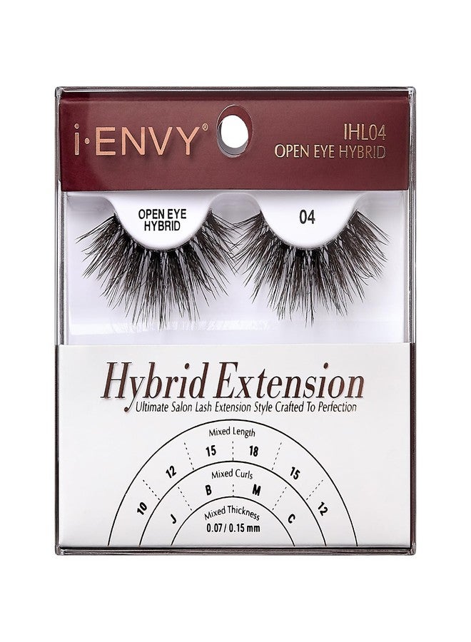 iEnvy i•ENVY Extension False Lashes, Hybrid Salon Lash Clear Invisible Band Strip Natural Look Mixed Volume Curl Eyelashes Wispy Fluffy Cat Eye Fake Lashes (Open Eye) - Image 1