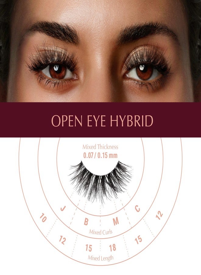 iEnvy i•ENVY Extension False Lashes, Hybrid Salon Lash Clear Invisible Band Strip Natural Look Mixed Volume Curl Eyelashes Wispy Fluffy Cat Eye Fake Lashes (Open Eye) - Image 4