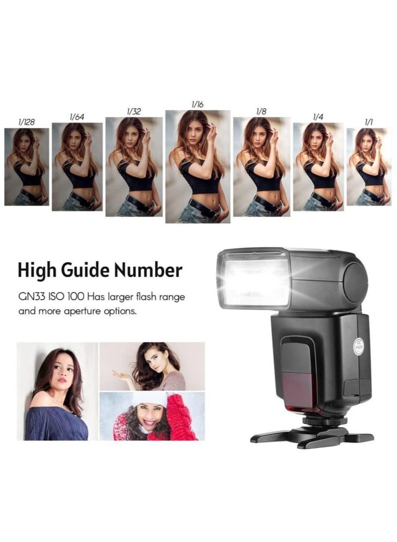 TT520ⅡUniversal On-Camera Flash Electronic Speedlite + AT-16 2.4G Wireless Trigger Transmitter Guide Number 33 S1 S2 Modes Replacement for Canon Nikon Pentax - Image 2