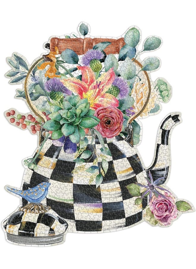 null - Galison MacKenzie-Childs Blooming Kettle 750 Piece Shaped Puzzle - Image 1