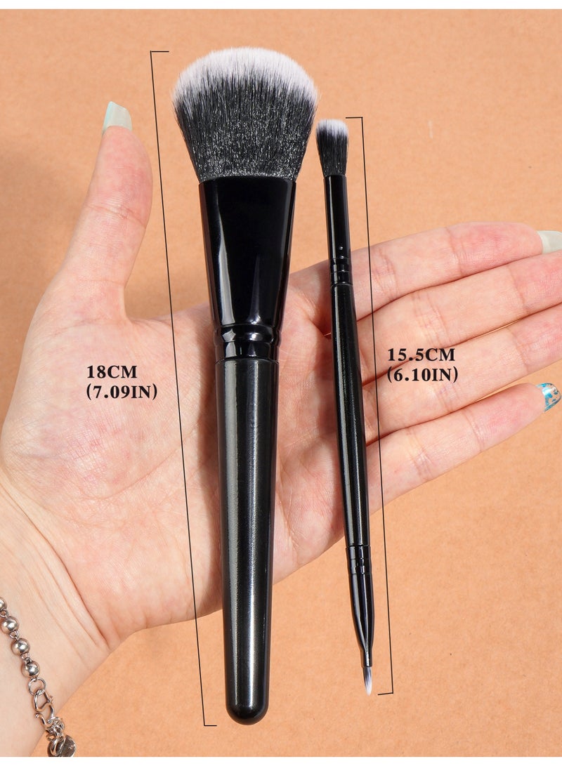 MAANGE Makeup Brushes Set, Professional 26 Pcs Makeup Kit, Include Powder Foundation Concealers Blush Eye shadows 20 Pcs Makeup Brushes and 3 Pcs Powder Puff, 3 Pcs Mini Finger Cushion Puff (Black) - Image 3