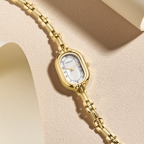 CHEETAH Gold-Tone Watches for Women, Small Vintage Bangle, Easy Read Numeral Dial in White, Waterproof - Image 2