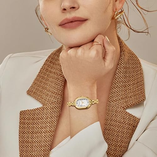 CHEETAH Gold-Tone Watches for Women, Small Vintage Bangle, Easy Read Numeral Dial in White, Waterproof - Image 4