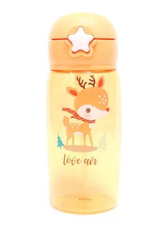 Little Angel Kids Water Bottle With Straw Silicone Nozzle And Carrying Pouch, 600 ML, Deer Design  - Image 4