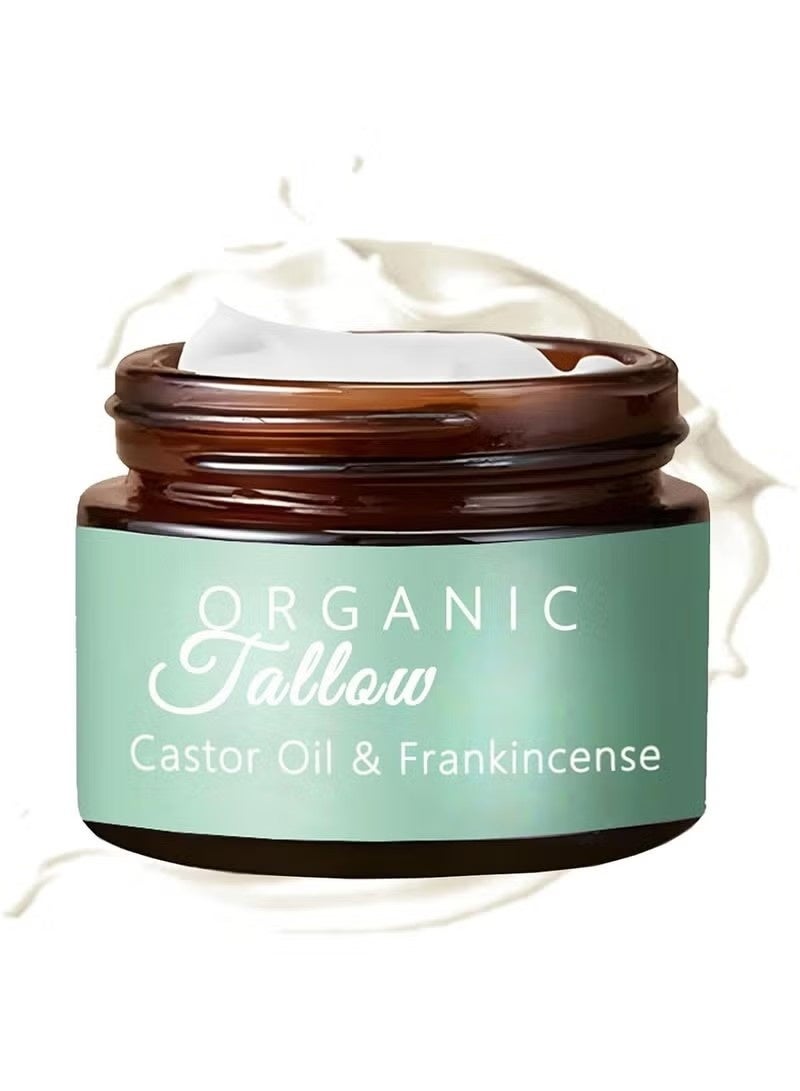 Organic Grass-Fed Beef Tallow with Frankincense Oil & Castor Oil, Organic Beef Tallow Moisturizer for Skin, Tallow and Manuka Honey Balm, Beef Tallow Frankincense Balm for Face, Body - Image 1