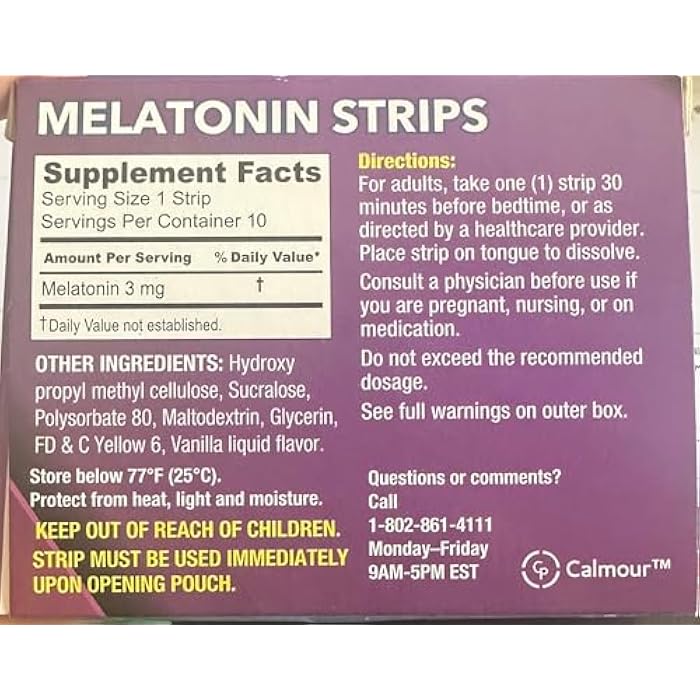 CALMOUR 10 Oral Sleep Strips | Quick-Dissolving 3mg Melatonin Strip | Works Faster Than Gummies | Relaxation Napping Supplements | The Ultimate Sleeping Aid for Better Rest and Eye Health - Image 3