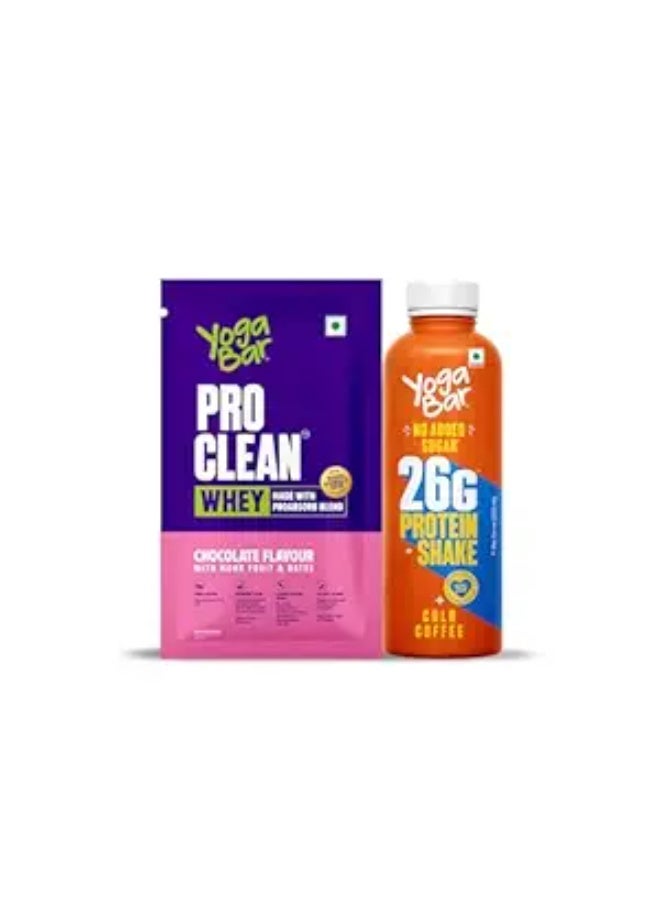 Yogabar Yoga Bar Cold Coffee Protein Shake & Chocolate Whey Protein Sachet, 26G Protein, 250ml, No Added Sugar - Image 1