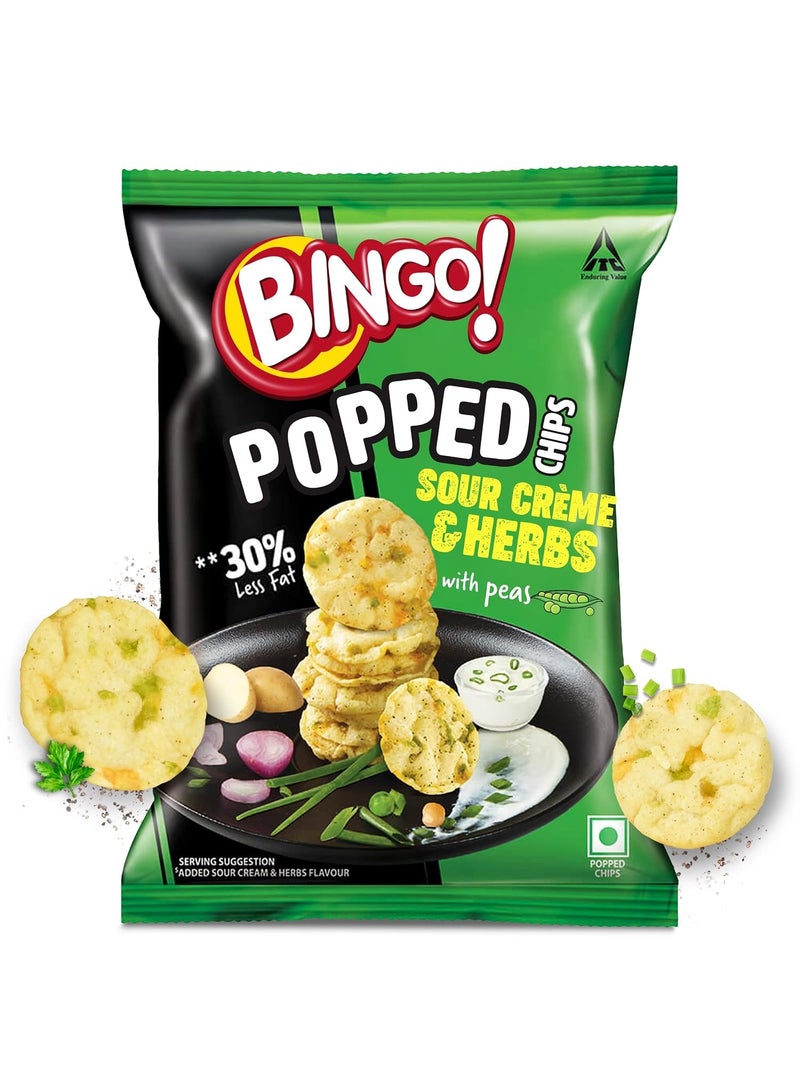 Bingo! Popped Chips - Airy, Crunchy, Zero-Gravity Snacks with 30% Less Fat (Sour Creme Flavour) - Not Fried, Not Baked, Just Popped! - 23g - Image 1