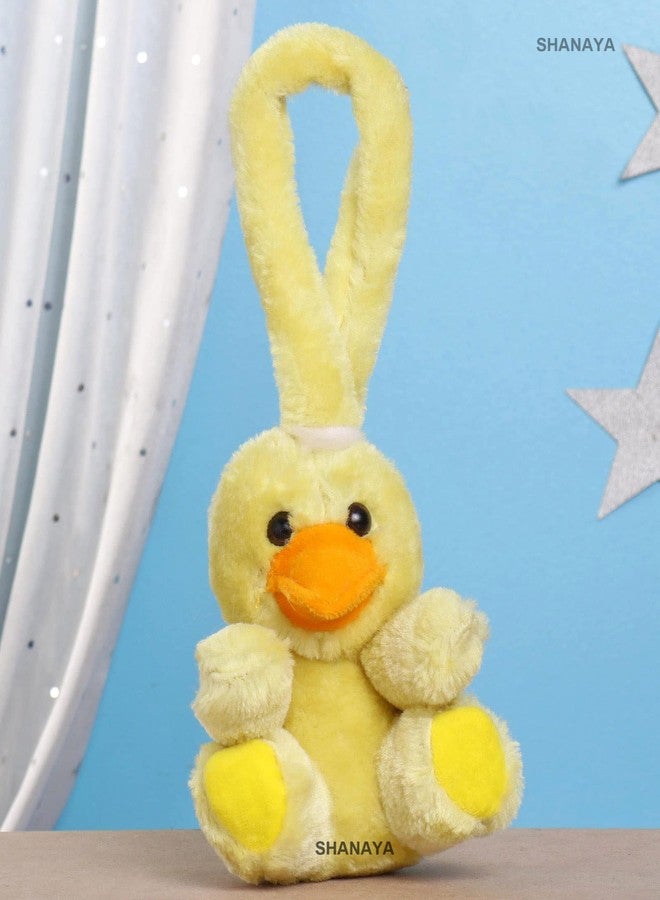 SHANAYA Hanging Soft Rattle Toys for Babies Girls Boys Car Seat Crib Cot Plush Toy Made from Short Fur (Duck) - Image 1