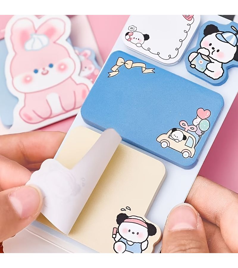 Cute Ice Cream Bunny 3pcs Cartoon Animal Sticky Notes Memo Notepad Student Hand Account Stickers - Image 4