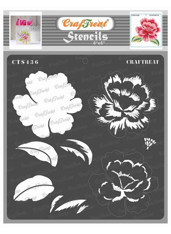 CrafTreat Layered Floral Stencils For Painting On Wood Wall Canvas Paper Fabric And Floorlayered Peony Bloom Stencil6X6 Inchesplastic Leaf Templates For Drawing Flowerslarge Floral Stencils  - Image 1
