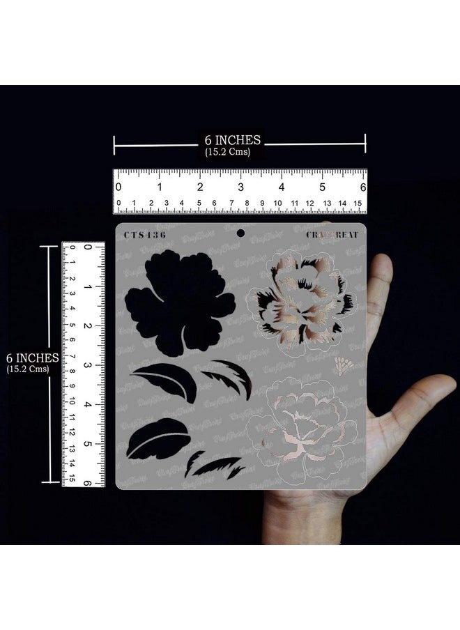 CrafTreat Layered Floral Stencils For Painting On Wood Wall Canvas Paper Fabric And Floorlayered Peony Bloom Stencil6X6 Inchesplastic Leaf Templates For Drawing Flowerslarge Floral Stencils  - Image 3