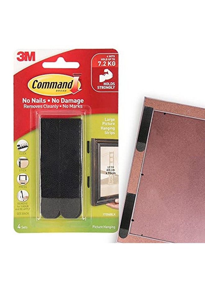 Command 17206Blk Heavy Duty Holds 16 Lbs Picture Hanging Strips 4 Pairs Black 4 Count  - Image 1