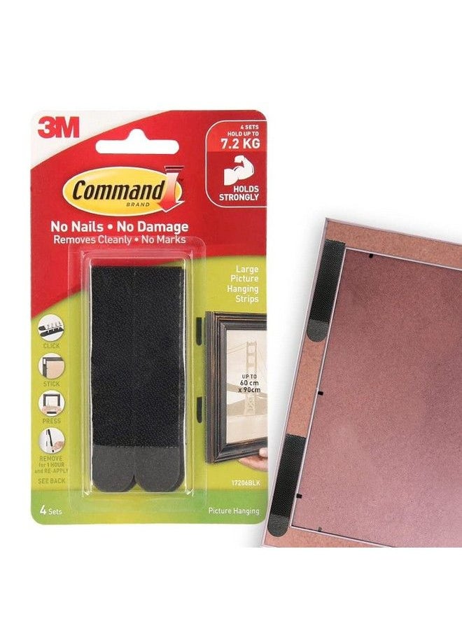 Command 17206Blk Heavy Duty Holds 16 Lbs Picture Hanging Strips 4 Pairs Black 4 Count  - Image 2