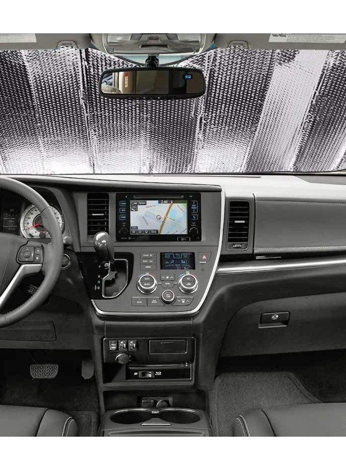 PAMEER Car Windshield Sunshades, Aluminum Foldable Heat Resistant UV Sun Shades, Silver, 1 Set, 60x130cm - Image 2