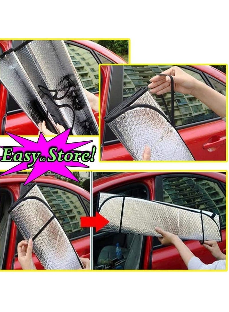 PAMEER Car Windshield Sunshades, Aluminum Foldable Heat Resistant UV Sun Shades, Silver, 1 Set, 60x130cm - Image 5