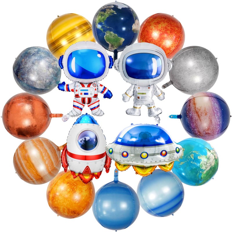 Pedel 16 Pieces Space Balloons Galaxy Planet Balloons Large Outer Space Theme Inflatable Balloon Astronaut Spaceship Rocket Galaxy Balloon for Kids Planet Birthday Party Decorations - Image 3