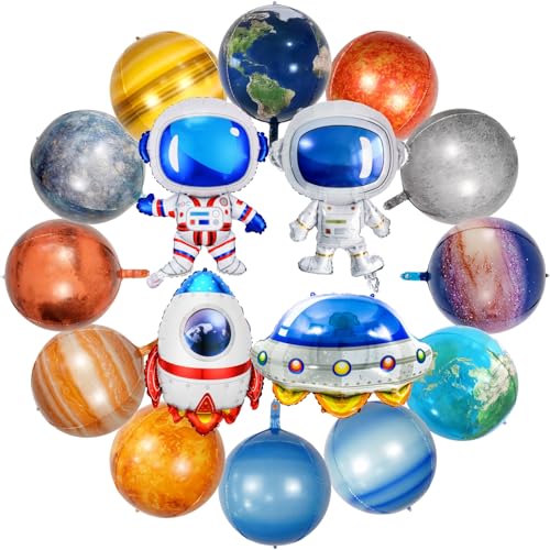 Pedel 16 Pieces Space Balloons Galaxy Planet Balloons Large Outer Space Theme Inflatable Balloon Astronaut Spaceship Rocket Galaxy Balloon for Kids Planet Birthday Party Decorations - Image 1