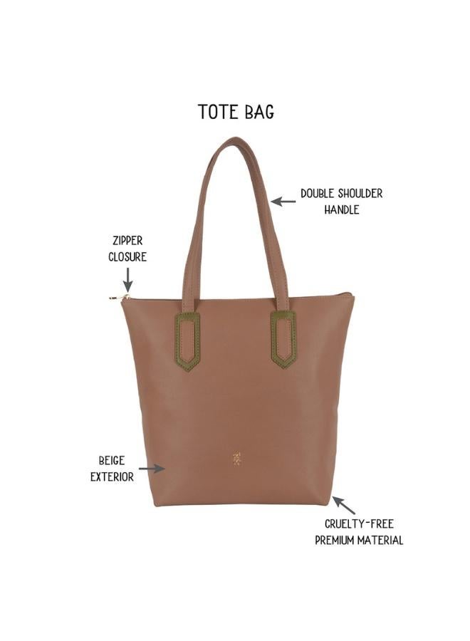 Baggit Women Beige Tote Handbag Large Size | Ladies Stylish Casual Purse Bag - Image 2