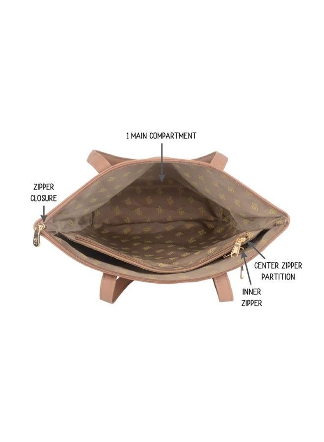 Baggit Women Beige Tote Handbag Large Size | Ladies Stylish Casual Purse Bag - Image 5