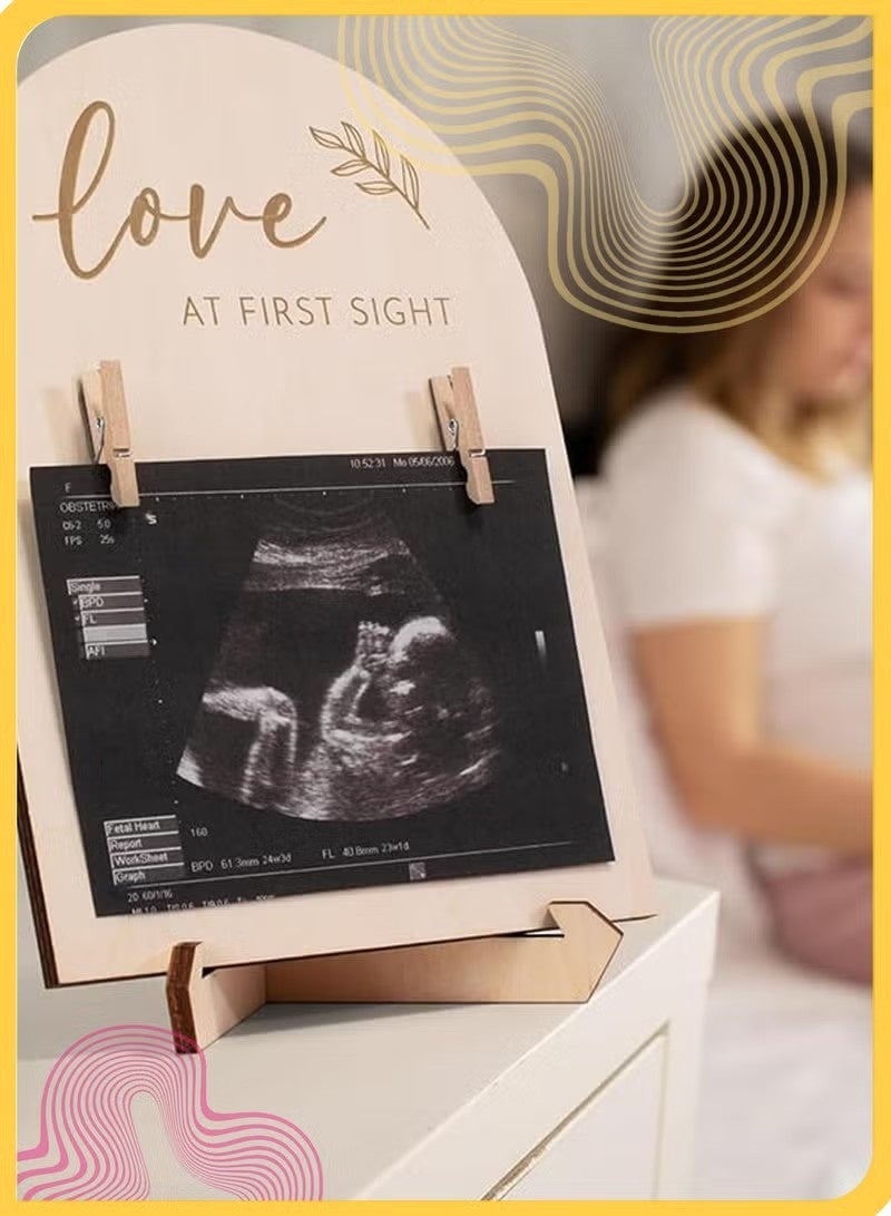 Unewshi Baby Keepsake Frames, Cute Wooden Ultrasound Picture Frame, Double-Sided Design, Pregnancy Or Baby Birth Announcement Decor, Nursery Sonogram Photo Frame, Pregnancy Gift For First Time Moms. - Image 3