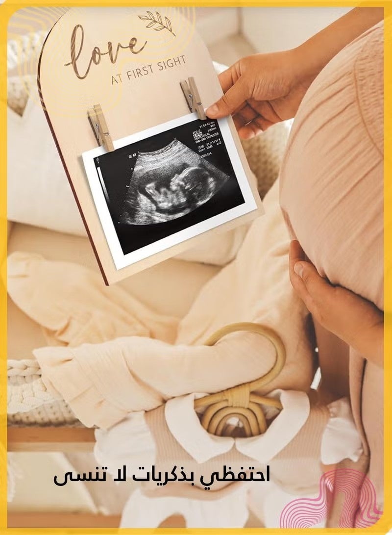 Unewshi Baby Keepsake Frames, Cute Wooden Ultrasound Picture Frame, Double-Sided Design, Pregnancy Or Baby Birth Announcement Decor, Nursery Sonogram Photo Frame, Pregnancy Gift For First Time Moms. - Image 2