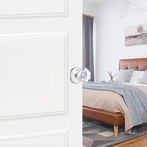 CLCTK Privacy Crystal Glass Door Knobs Interior with Lock, Modern Octagon Door Knobs for Bedroom/Bathroom, Polished Chrome Finish - Image 5