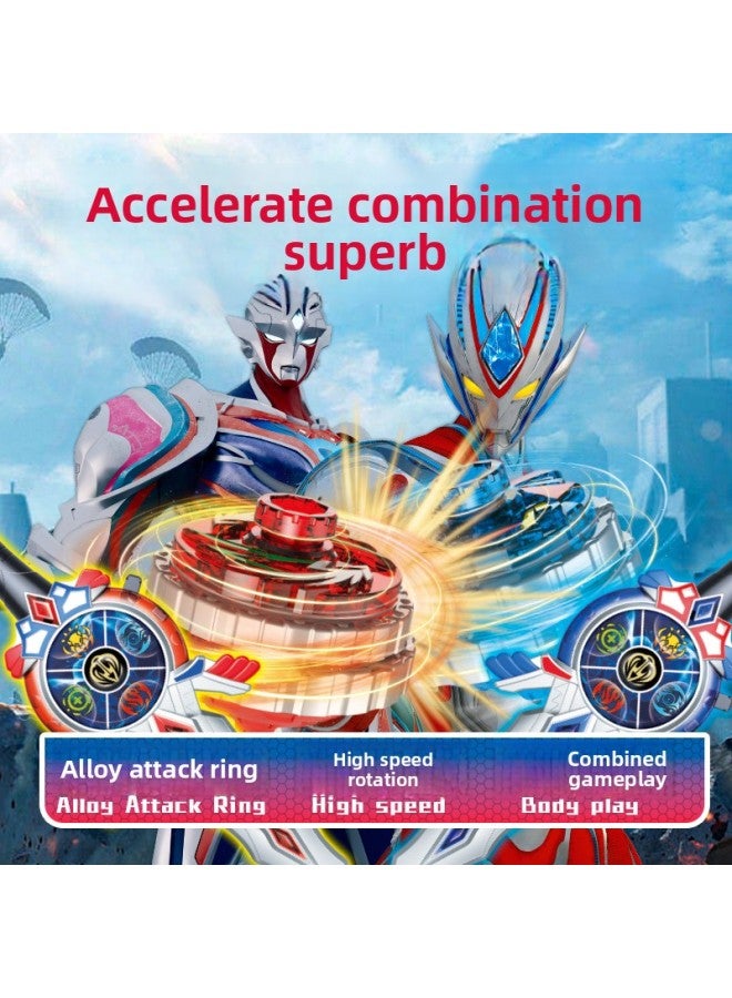 Sword Super Tuo Sword Gyro Toy Children Boy Rotating Alloy Luminous Gyro Sword Stall Supermarket-Color:Blue CX3006 +2 Pop-up Gyro + Card + Finger Battle Plate-window Color Box - Image 3