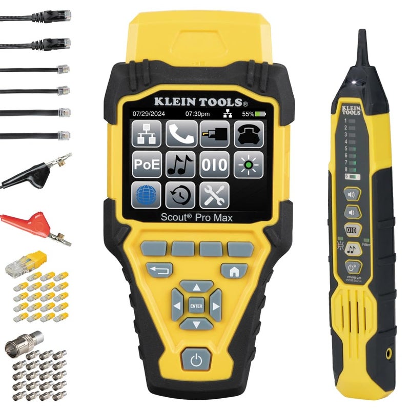Klein Tools 80179 Scout Pro Max VDV Tester Set Network Cable Tester with Remote and Digital Tracing Probe for Coax Phone and RJ Connectors - Image 2