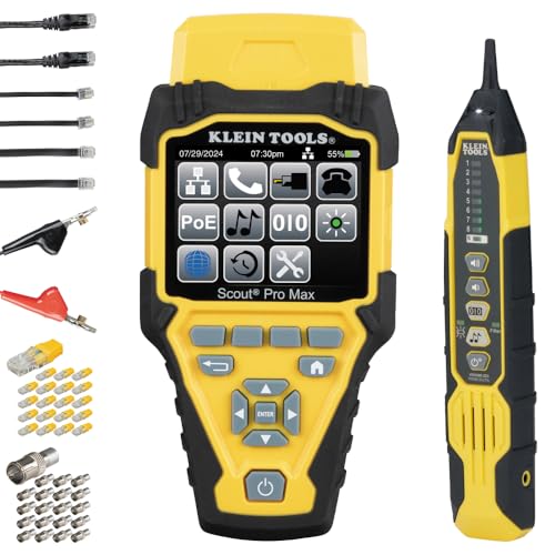 Klein Tools 80179 Scout Pro Max VDV Tester Set Network Cable Tester with Remote and Digital Tracing Probe for Coax Phone and RJ Connectors - Image 1