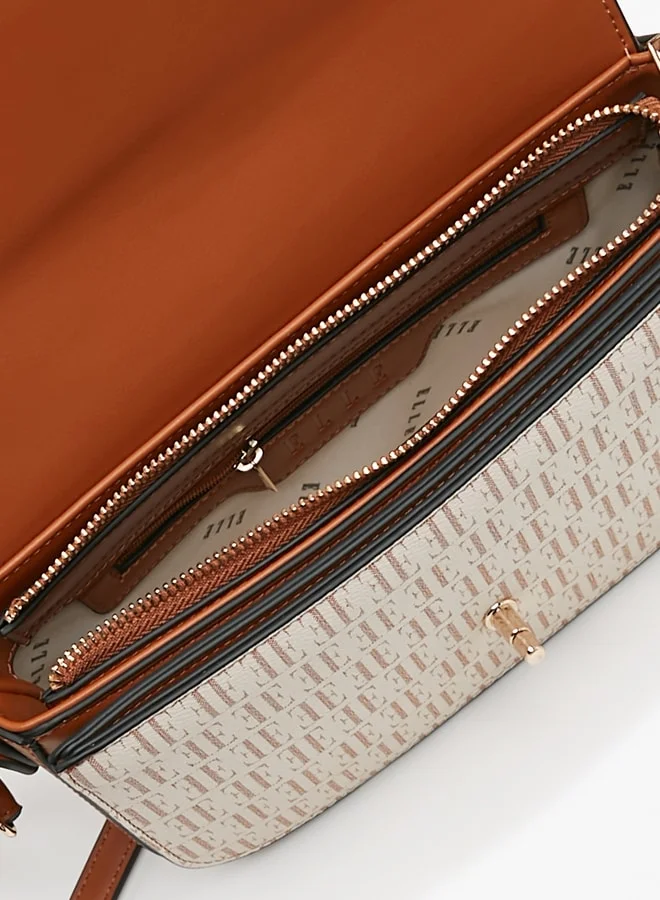 ايل Women's Monogram Print Crossbody Bag with Detachable Straps and Twist Lock