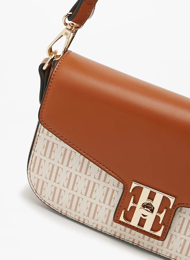 ايل Women's Monogram Print Crossbody Bag with Detachable Straps and Twist Lock